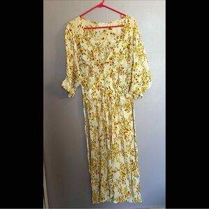 Faithfull the Brand yellow floral maxi dress buttondown western cottagecore Boho